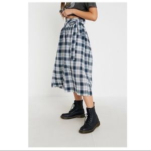 Urban Outfitters penny plaid belted midi skirt
